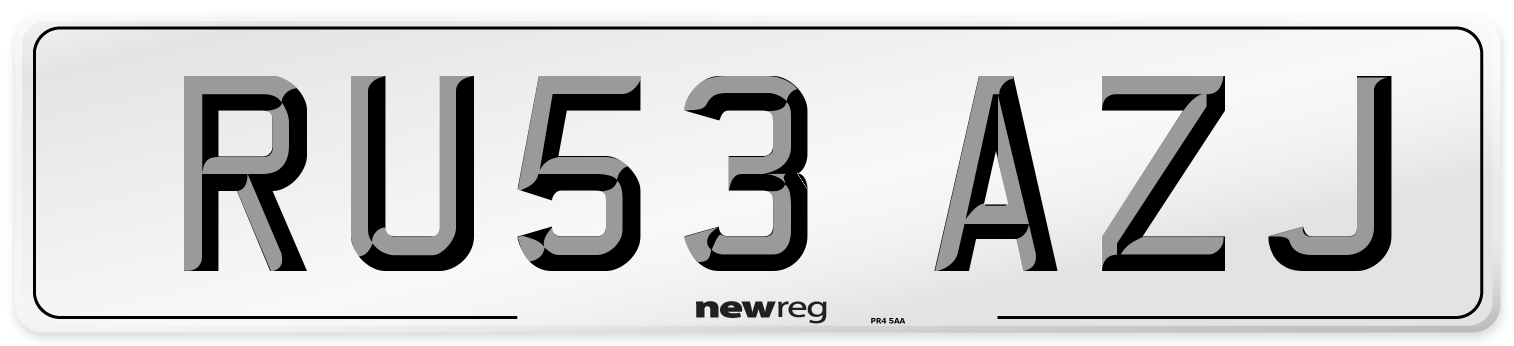 RU53 AZJ Number Plate from New Reg